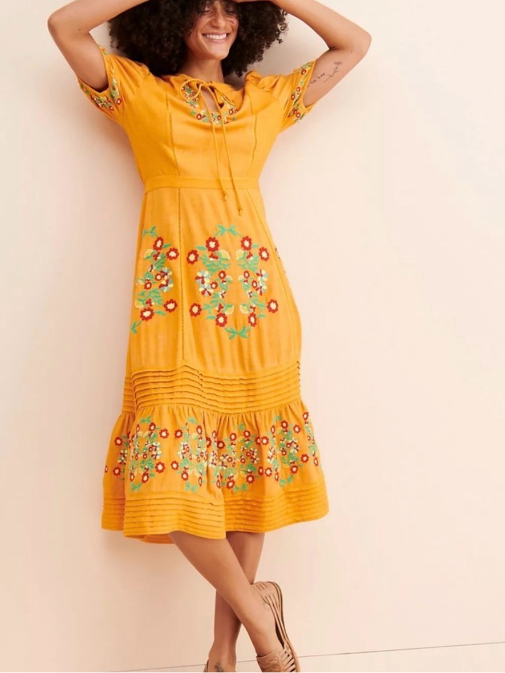 OLLARI Anthropology| Dori Floral Midi Dress| Medium
